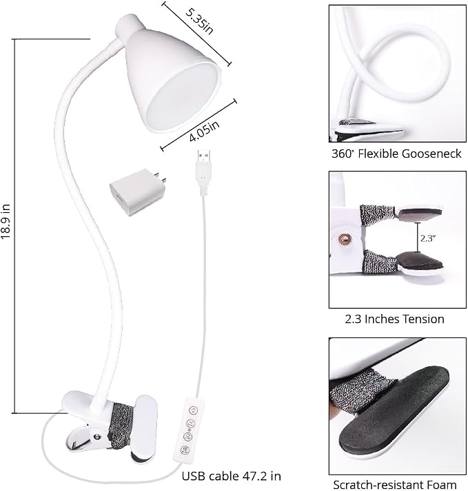 GlowVibe Desk Lamp Eye-Caring 360° Flexible Gooseneck 3 Color Modes 10 - Image 4