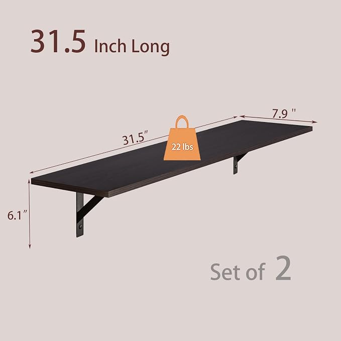 Long Wall Shelves, 31.5" Wall Mounted Shelves - Image 3