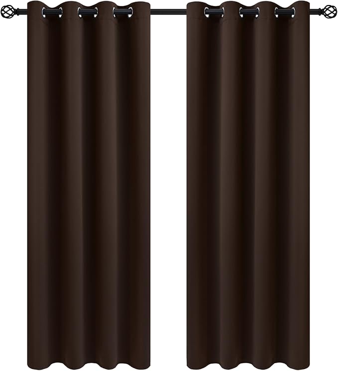 COSVIYA Grommet Room Darkening Brown Curtains 84 inch Long by COSVIYA