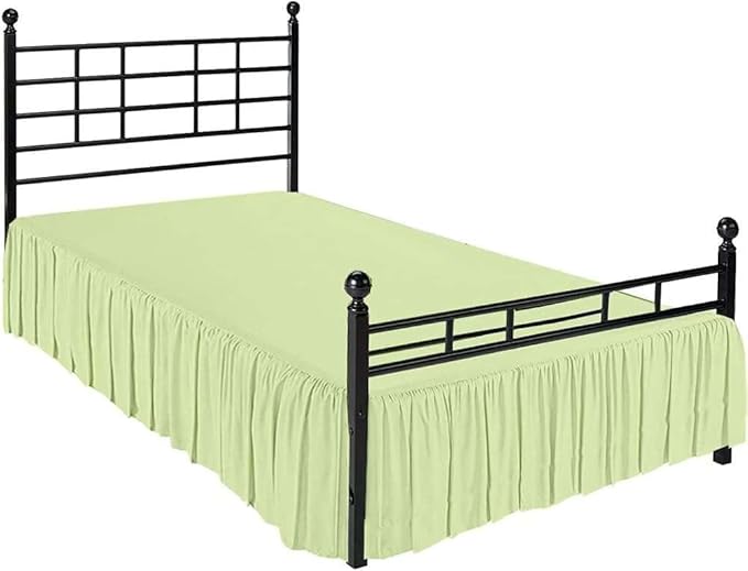 Sage Solid Ruffled Bed Skirt Queen-12 Inch Drop Split Corner, Microfiber Bedskirt with Platform Three Sided Coverage