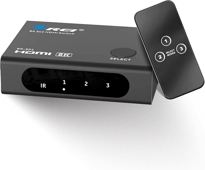 OREI HDMI Switcher with 4K@120Hz 4:4:4 / 8K@60Hz 4:2:0 - HDR10+, VRR, ALLM, QFT, CEC - 48Gbps Bandwidth - HDMI Switch with Remote – Perfect for Gaming with PS5/Xbox/PC