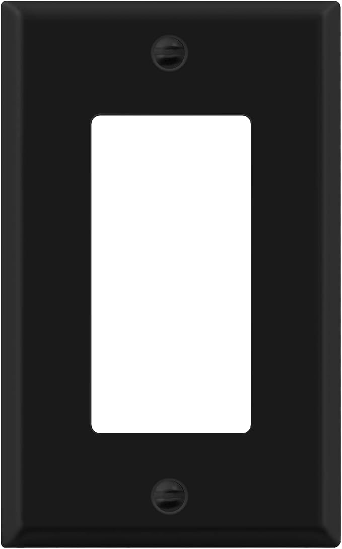 ENERLITES Decorator Switch Metal Wall Plate, Outlet Cover, Corrosion Resistant, Standard Size 1-Gang 4.50" x 2.76", Powder Coated Stamped Steel, 7731-BM, Black Matte