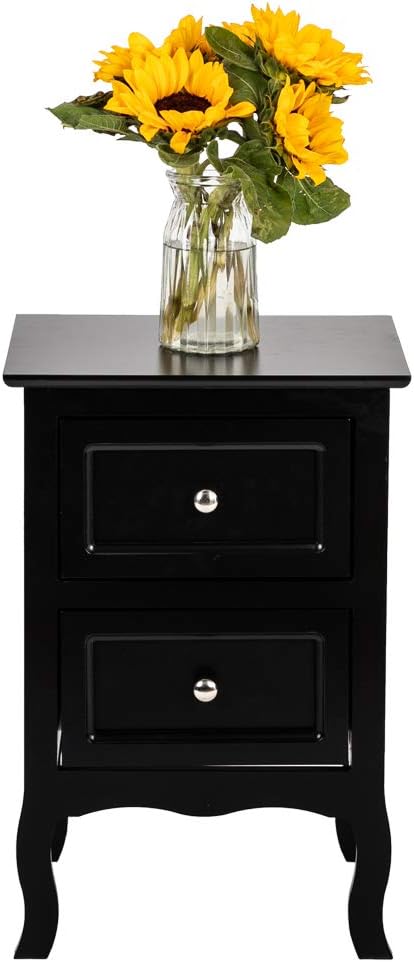Bonnlo Black Nightstand with 2 Drawers, Night Stands - Image 4