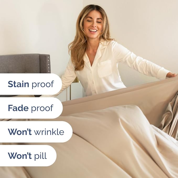 Full XL Bed Sheet Set - 4 Piece Extra Long Extended Full XL Sheets - Ultra-Soft, Breathable & Cooling - Fits 8” to 16" Mattress w/ Deep Pockets - 54" x 80" - Easy-Fit, Wrinkle & Fade Resistant - Cream