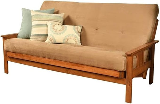 BOWERY HILL Full-Size Suede Peat Fabric Futon in Brown-Frame Not Included