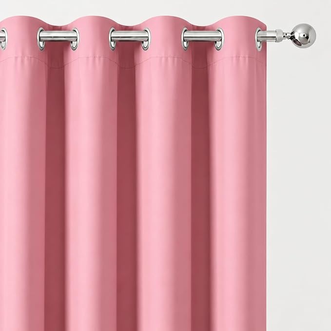 Pink Thermal Blackout Curtains/52 x 108 Inch/Set of 2 Panels Room Darkening - Image 5