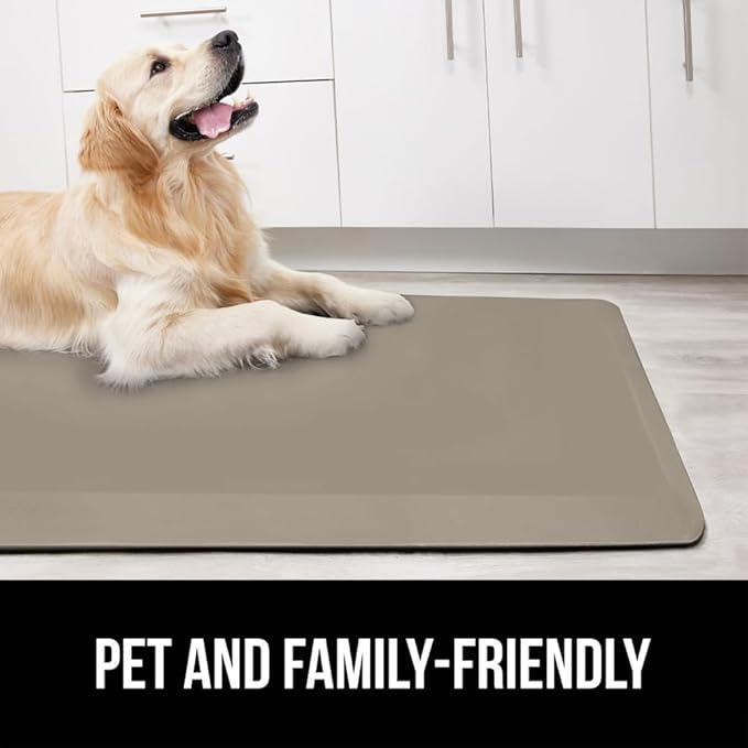 GORILLA GRIP Comfortable Cushioned Kitchen Mats for Floor, Waterproof and Stain Resistant Soft Top, 3/4 Inch Thick Ergonomic Standing Desk Anti Fatigue Mat, Foam Supports Ankles and Feet, 17x24, Taupe