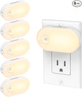 Lyridz Plug in Night Light with Motion Sensor, Smart Warm White LED Nightlights with 1-120LM Stepless Adjustable Brightness for Bathroom, Bedroom, Kitchen, Stairs, Hallway, 6 Pack