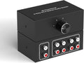 Dingsun 4-Way Stereo Audio Switcher, Bi-Directional Right and Left Channel Audio Selector Box for Blu-ray Players or DVD Players Active Speakers (4In-1Out /1In-4Out)(1In-4Out /4In-1Out)