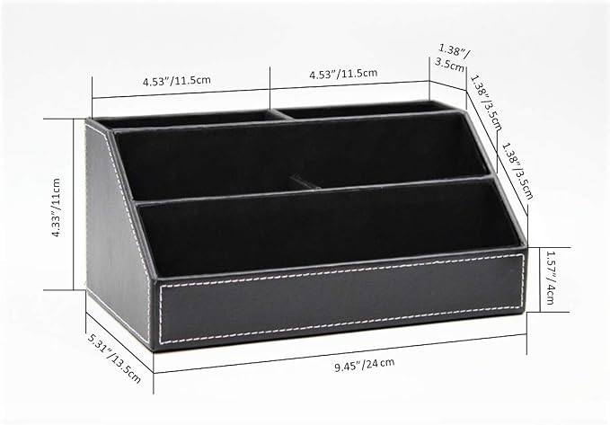 Black PU Leather Remote Controller Holder TV Guide CD DVD Controller Organizer - Image 2