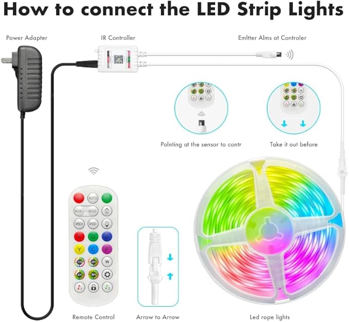 ATHONO 166 ft I(2 Rolls of 83ft) C+RGB,Led Lights for Bedroom,Music Sync Color Changing,Led Strip Lights,with Remote App Control, Led Lights for Room Home Kitchen Decor Party