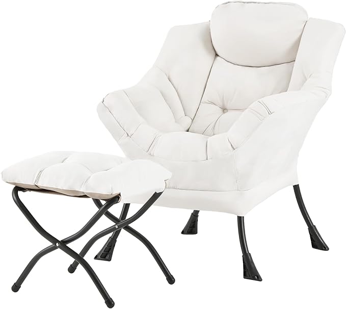 Welnow Lazy Chair with Ottoman, Reading Chair with Footrest, Foldable Footrest by LifeGetsBetterWithWelnow