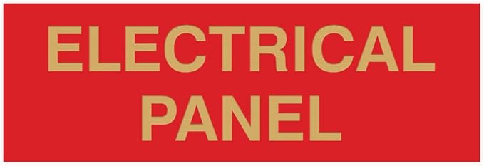 All Quality Basic Electrical Panel Sign - Fire Regulation Safety Compliance Sign - Red/Gold - Large (1 Pack)