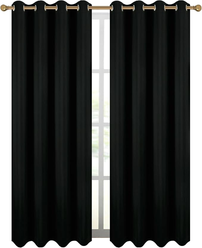 Diraysid Black Grommet Blackout Curtains - Image 2