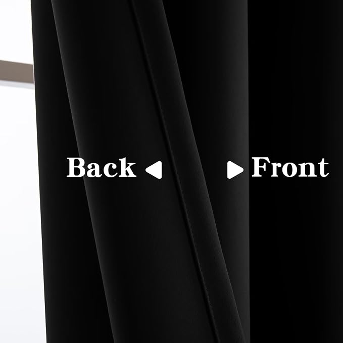 IGEMAEVE Blackout Curtains for Bedroom Rod Pocket Black 52" W x 96" L | Living - Image 9