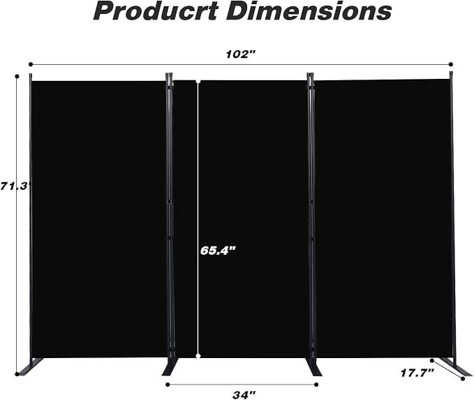 Room Divider, 3 Panel Folding Privacy Screens - Image 2