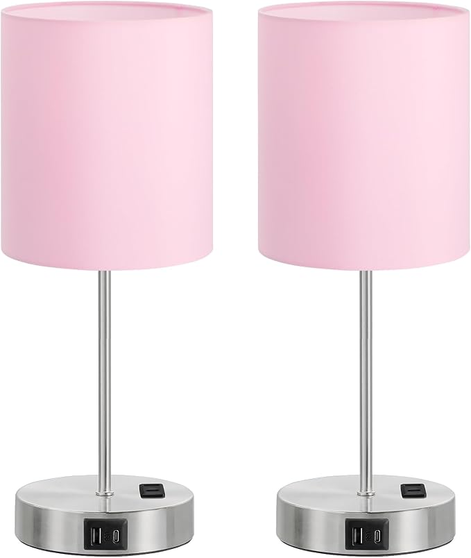 17.6" Pink Touch Lamps for Bedroom Set of 2 - Image 8