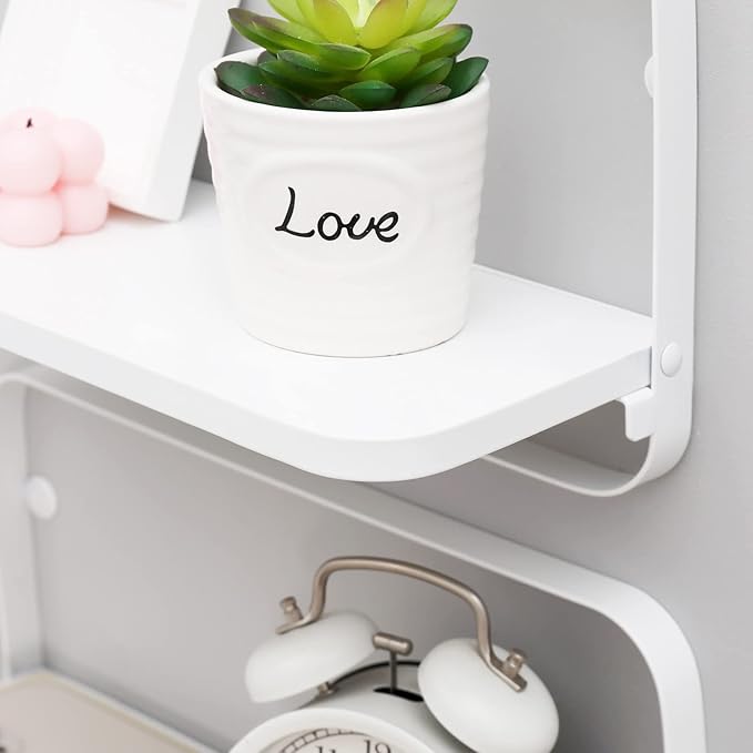 WELLAND White Floating Shelves Set of 2, Small Fold Down Wall Shelf Folding - Image 7