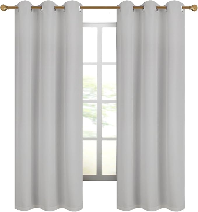 Diraysid 100% Blackout Curtains Light Grey Linen Curtains - Image 7