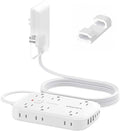 10FT Extension Cord with Outlet Cover & Multi USB, Ultra Thin Outlet Concealer with Cord & 12AC Outlet 6 USB (24W/4.8A), Charging Station for Multiple Devices, for Behind Wall Furniture Couch TV