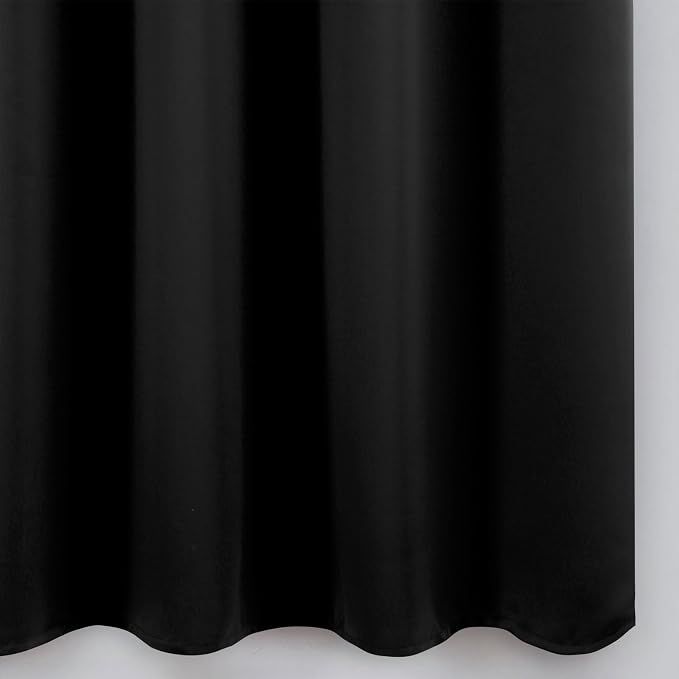 Blackout Curtains 66 x 72 Inch Long Black Curtains Set of 2 Panels Room - Image 8