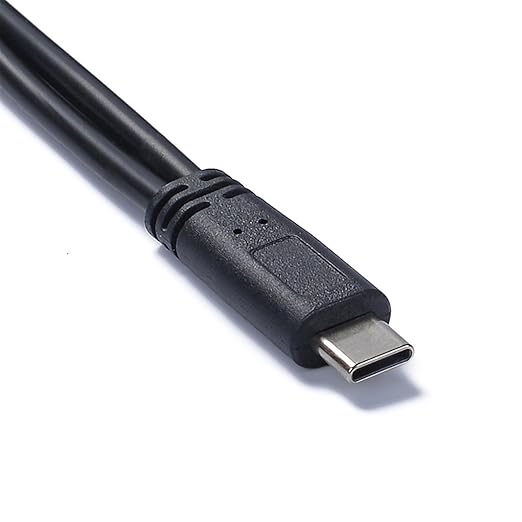 Yinziha Type C Male to Type C Male and Female Charging Cable Sound Card Connection Wire for Live Streaming and Mobile Devices