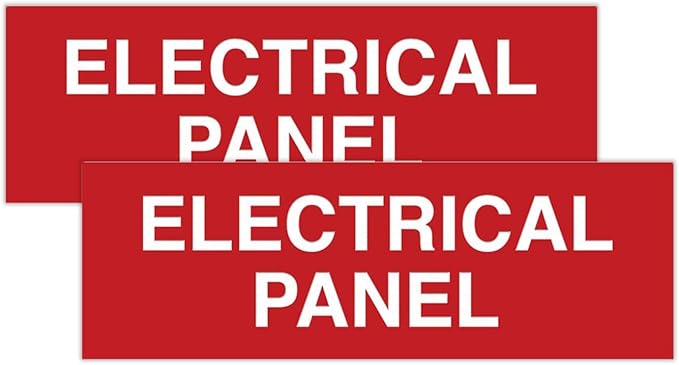 All Quality Basic Electrical Panel Sign - Fire Regulation Safety Compliance Sign -Red - Large (2 Pack)