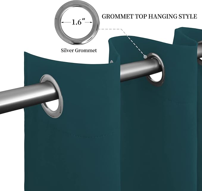 Easy-Going Thermal Grommet Blackout Curtains, 2 Panels 52x46 in | Peacock Blue - Image 5