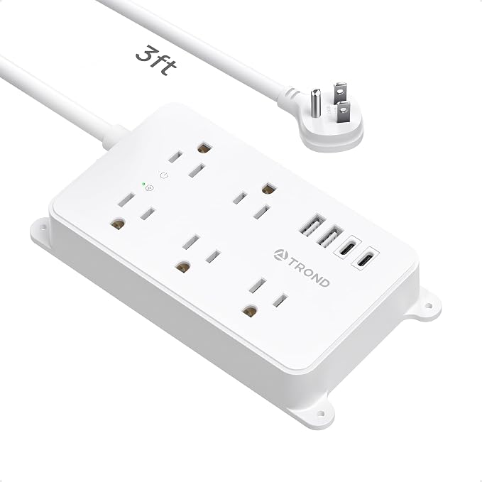 TROND Power Strip Surge Protector 3ft, Wall Mountable, ETL Listed | 5 by TRONDOfficial