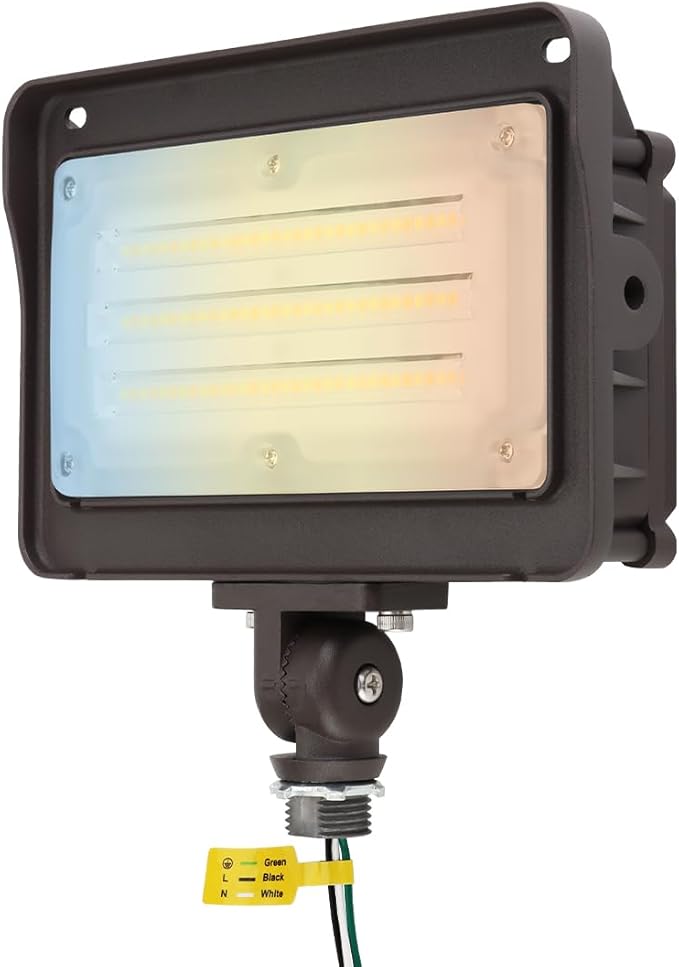 kadision LED Flood Light Outdoor, 50W/40W/30W 6500lm 3000K/4000K/5000K Selectable, Dusk-to-Dawn Photocell, IP65 Waterproof Adjustable Knuckle Mount Security Lights, 100-277V ETL Listed 1-Pack