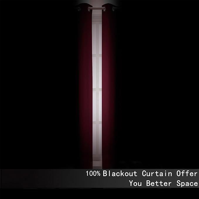 100% Blackout Curtains 84 Inch Long Red Curtains 2 Panels - Image 4