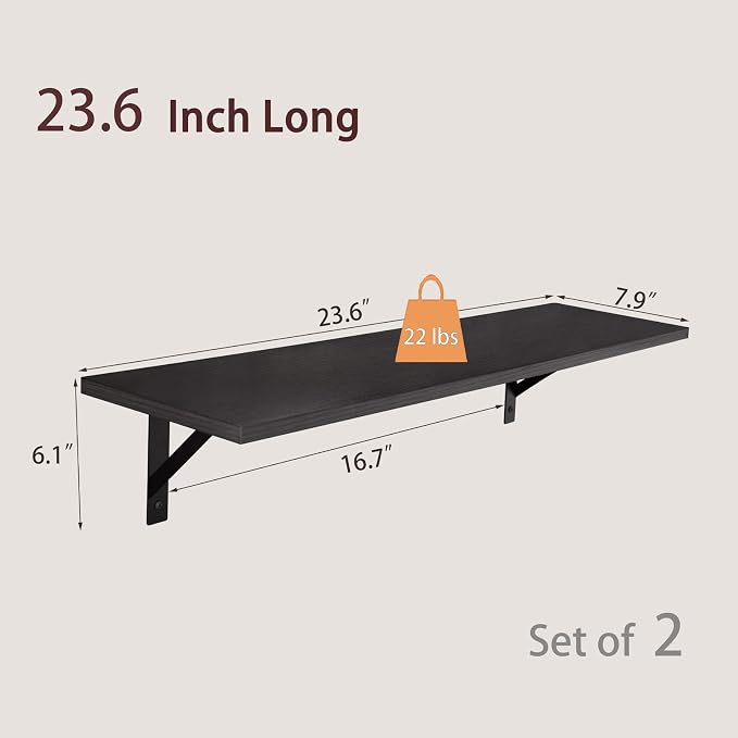 Wall Shelves, 23.6" Long Floating Shelves - Image 3