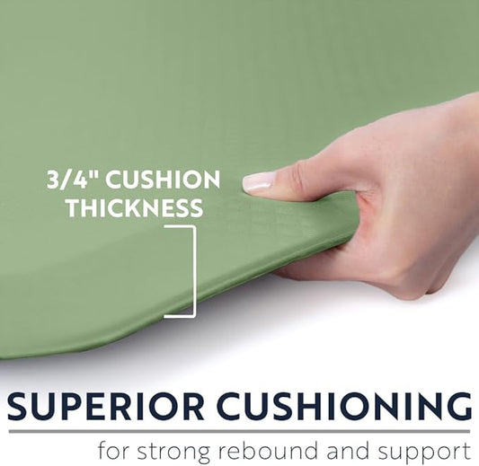 KANGAROO Thick Ergonomic Anti Fatigue Mats for Kitchen Floor, 70x24 Runner, Cushioned Standing Office Desk Mat, Waterproof Scratch Resistant Top, Supportive All Day Comfort Padded Foam Rug, Dark Green