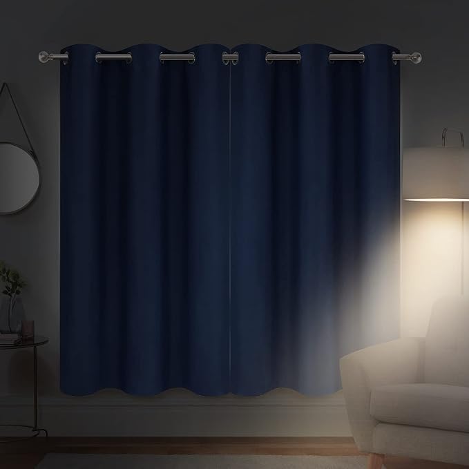 Diraysid Navy Blue Grommet Blackout Curtains - Image 4