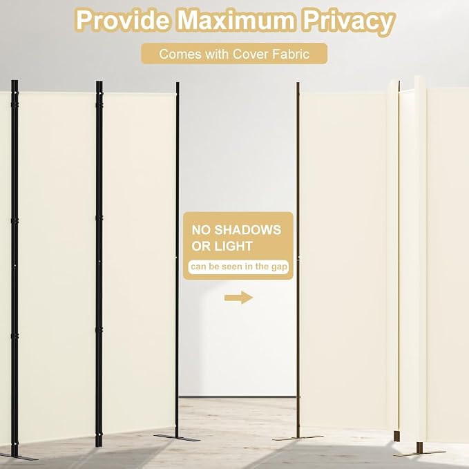 Kokorona 4 Panel Room Divider, 6FT Tall Folding Privacy Screen Wall Dividers - Image 5