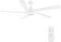 WINGBO 54" DC Ceiling Fan with Lights and Remote Control, 5 Carved Wood Blades, 6-Speed Reversible DC Motor, White Ceiling Fan for Bedroom Living Room Kitchen, ETL Listed