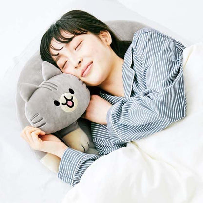 U-Shaped Cat Plush Pillow, Cute Plushies, 20" - Ultrasoft Cat Stuffed Animal, Birtday Gift (Grey)