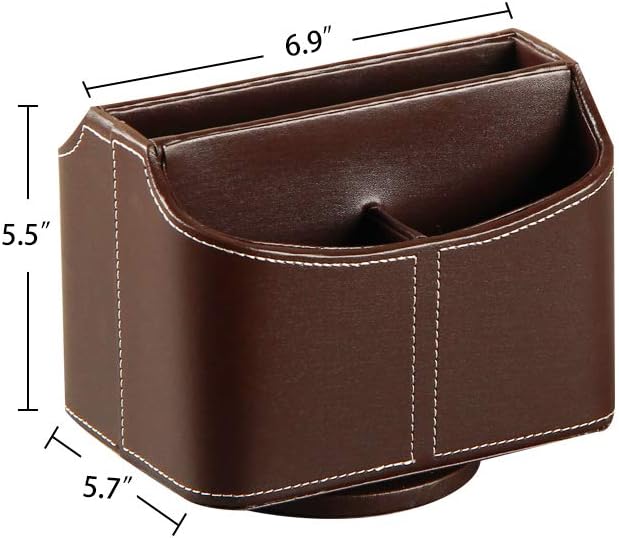 PU Leather 360° Rotatable Remote Control Holder, Nightstand TV Remote Caddy | - Image 3