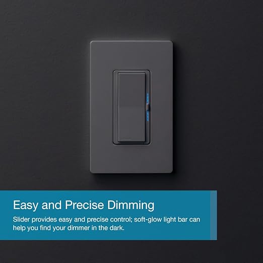 Lutron Diva Smart Dimmer Light Switch for Caseta Lighting (Lutron Smart Hub Required), for LED Lights, 150W, Single-Pole/3-Way, No Neutral, Light Almond (DVRF-6L-LA)