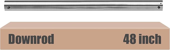 DPXMYG 48 inch Ceiling Fan Downrod with Extension Cord, 4 FT Brushed Nickel Downrod for Ceiling Fan, 1 inch Outside Diameter, Ceiling Fan Boom Suitable for a Wide Range of Fans (Nickel, Not Threaded)