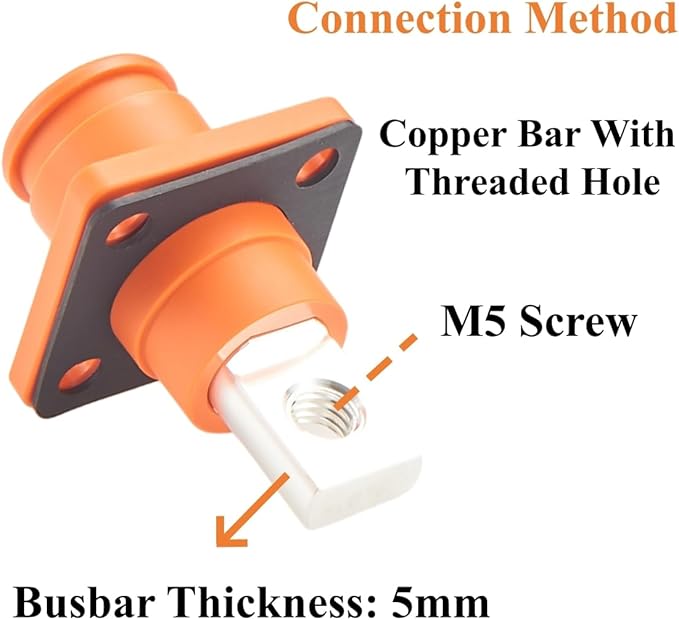 1 Set Battery Energy Storage Connector 120A 25mm² High Current HV Connectors Quick Plug Terminal Right Angle Plug and Socket IP67 Waterproof Power Adapter (Orange, 120A)