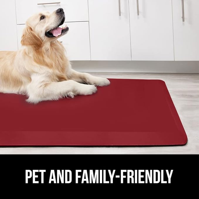 GORILLA GRIP Comfortable Cushioned Kitchen Mats for Floor, 39x20, Waterproof and Stain Resistant Soft Top, 3/4 Inch Thick Ergonomic Standing Desk Anti Fatigue Mat, Foam Supports Ankles and Feet, Red