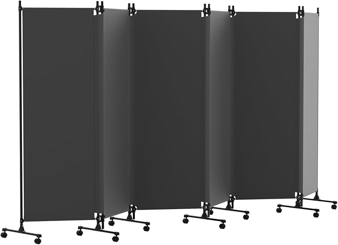 6 Panel Room Divider with Lockable Wheels, Freestanding Partition Room by HIDODO