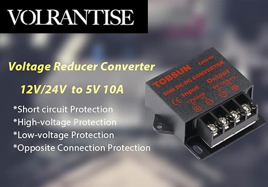 DC 12V/24V to 5V 10A Converter - Voltage Regulator Step Down Buck Converter Power Supply Transformer (12V/24V to 5V 10A)