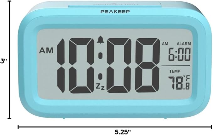 Peakeep Night Light Digital Alarm Clock Battery Operated Indoor Temperature | - Image 8
