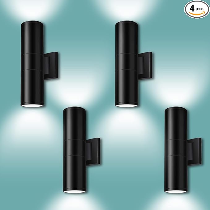 rosykite Dusk to Dawn Outdoor Wall Lighting,Double Up Down Aluminum Waterproof Wall Light with Sensor -Modern Outdoor Light Fixture for Porch, Backyard and Patio-ETL Listed (4 Pack)