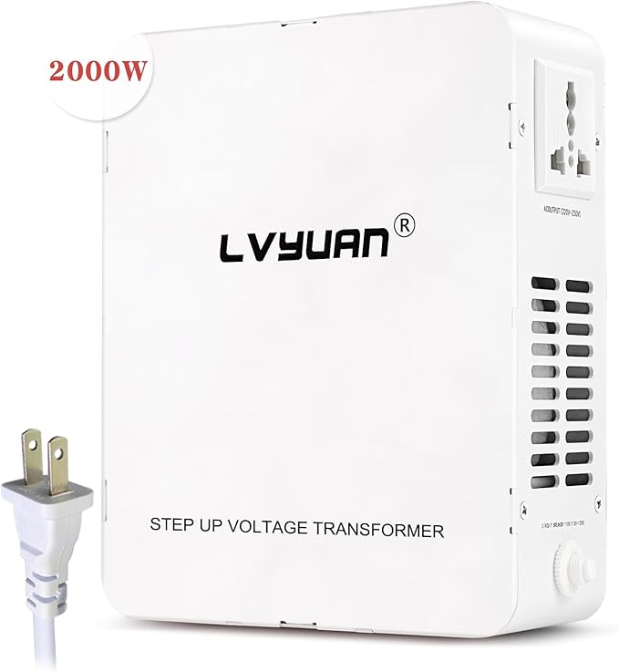 LVYUAN 2000W Voltage Transformer Step Up/Down Converter, 110V/120V to 220V/240V, Circuit Breaker Protection, 3 Year Warranty
