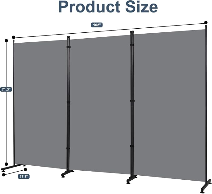 3 Panel Folding Room Divider, Indoor Privacy Screen Space Separator | 6ft - Image 6