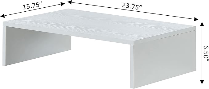 Convenience Concepts Designs2Go Small TV Riser 23.75", for TVs up to 26" - Contemporary TV or Computer Riser for Living Room, Modern Office, Den, White