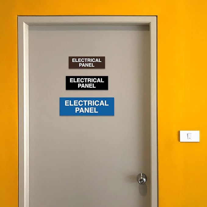 All Quality Basic Electrical Panel Sign - Fire Regulation Safety Compliance Sign - Dark Brown - Large (1 Pack)